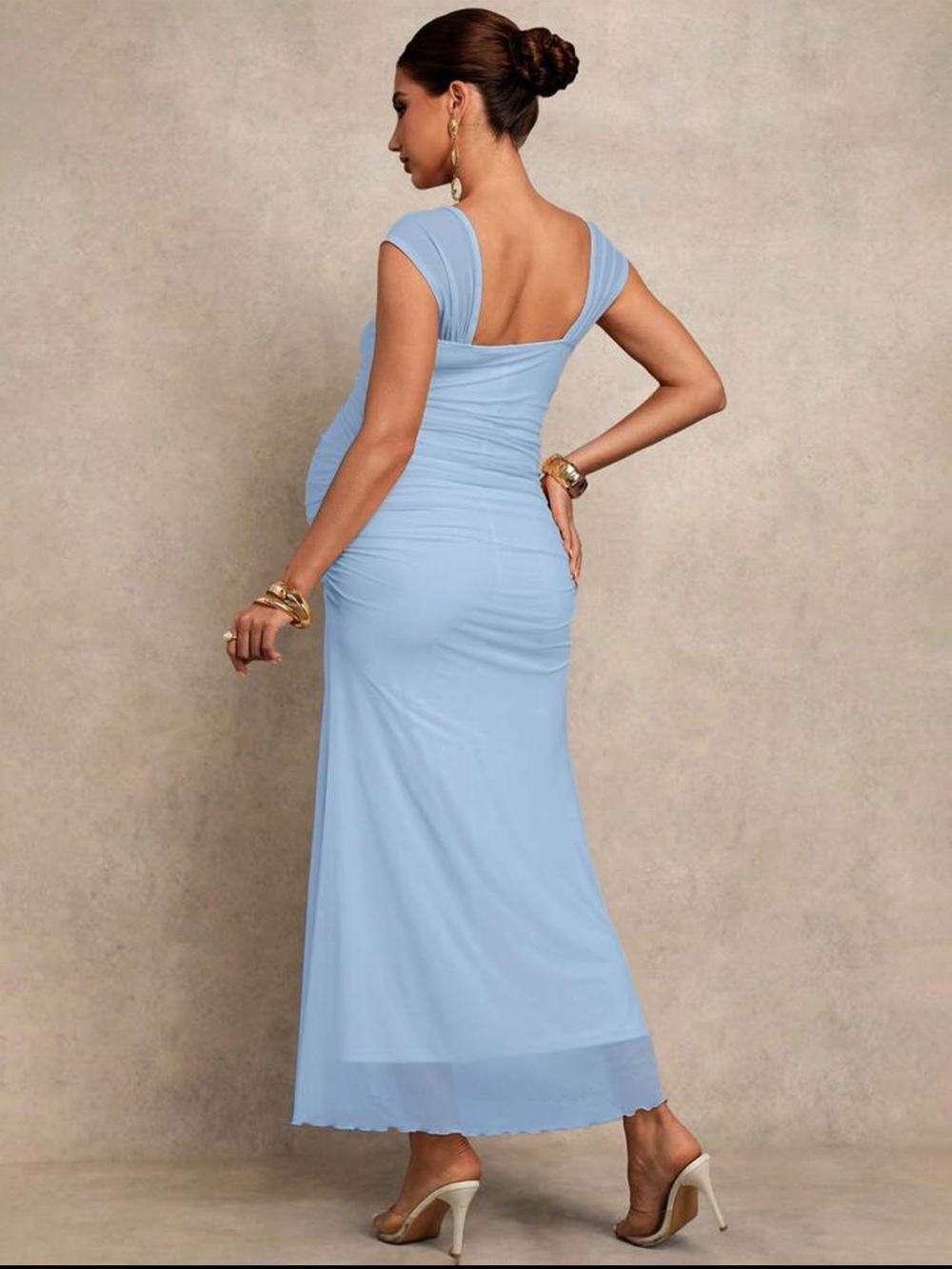 SHEIN Light Blue Maternity Maxi Dress - Picture 2 of 9